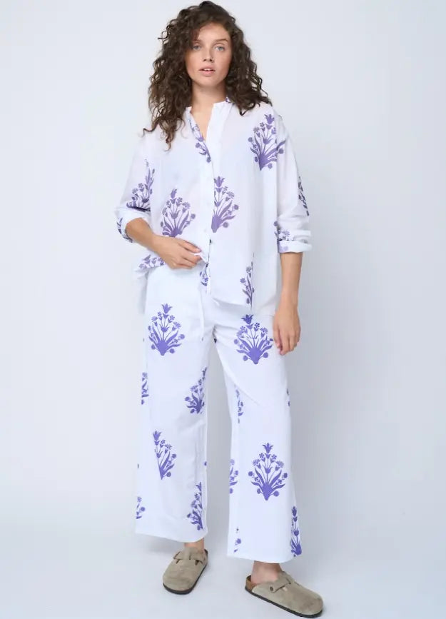 Shore Pant - Cameo Floral Coastal Purple by And For Good And For Good