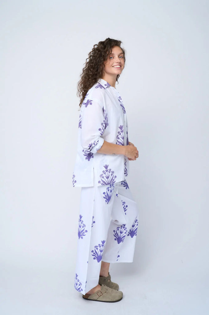 Shore Pant - Cameo Floral Coastal Purple by And For Good And For Good