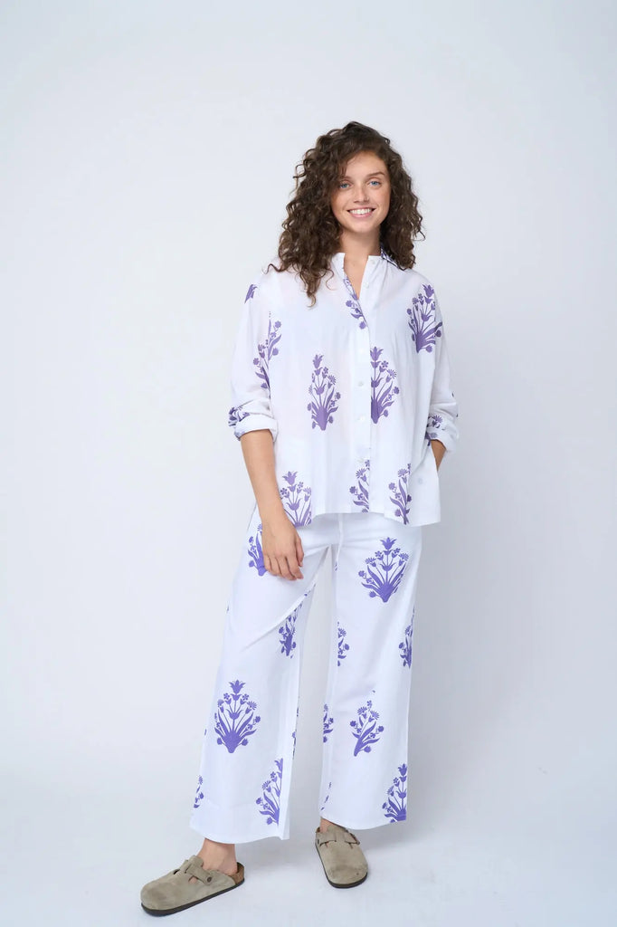 Shore Pant - Cameo Floral Coastal Purple by And For Good And For Good