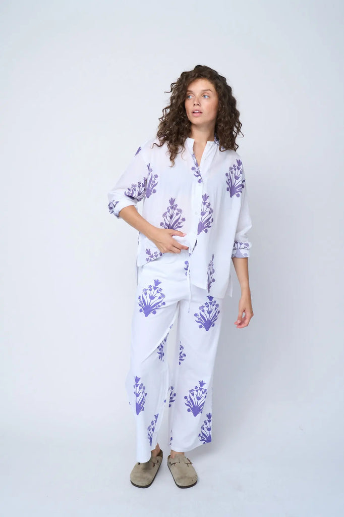 Shore Pant - Cameo Floral Coastal Purple by And For Good And For Good