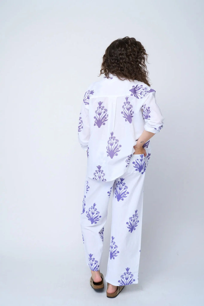 Shore Pant - Cameo Floral Coastal Purple by And For Good And For Good
