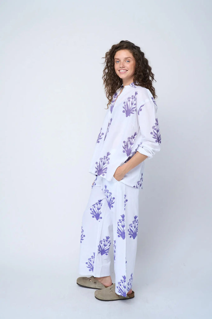 Shore Pant - Cameo Floral Coastal Purple by And For Good And For Good