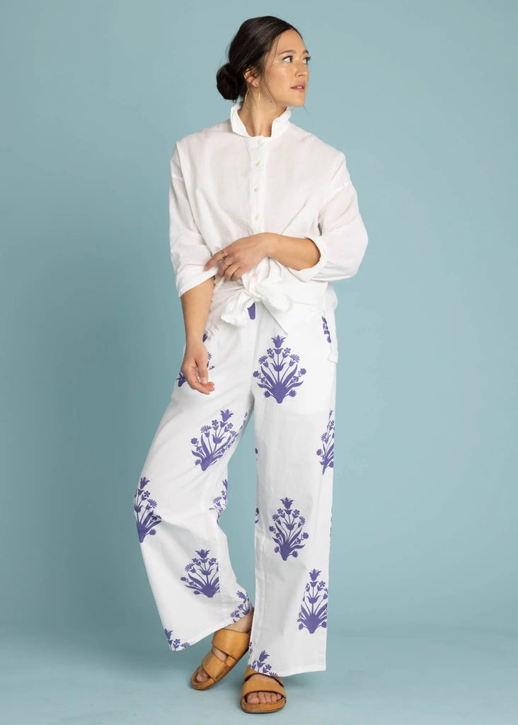 Shore Pant - Cameo Floral Coastal Purple by And For Good And For Good