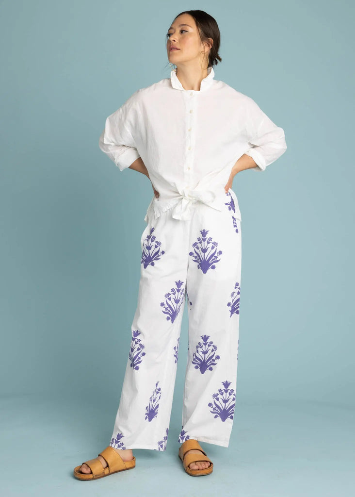 Shore Pant - Cameo Floral Coastal Purple by And For Good And For Good