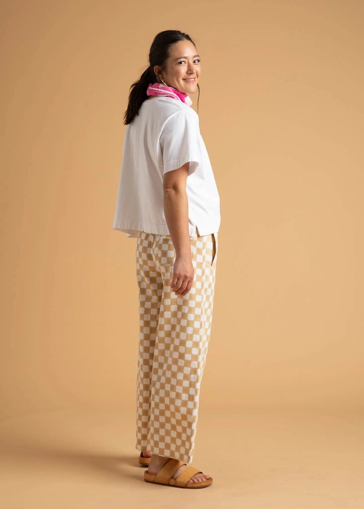 Shore Pant - Checkerboard Natural by And For Good And For Good