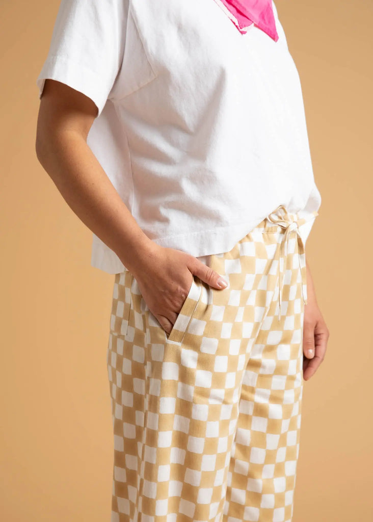 Shore Pant - Checkerboard Natural by And For Good And For Good