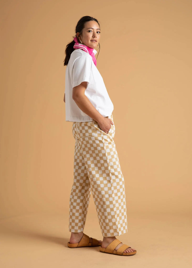 Shore Pant - Checkerboard Natural by And For Good And For Good