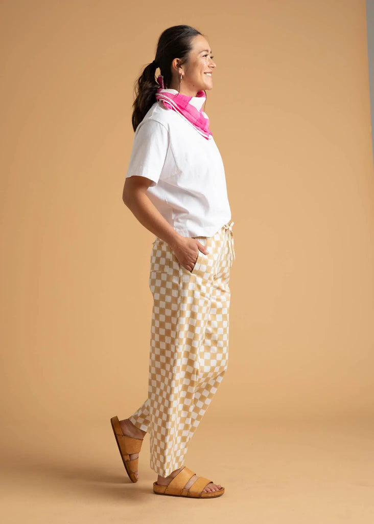 Shore Pant - Checkerboard Natural by And For Good And For Good