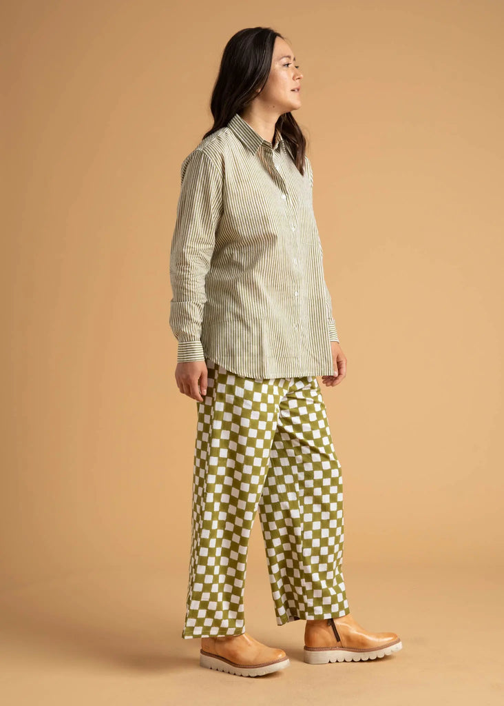 Shore Pant - Checkerboard Olive Oil by And For Good And For Good