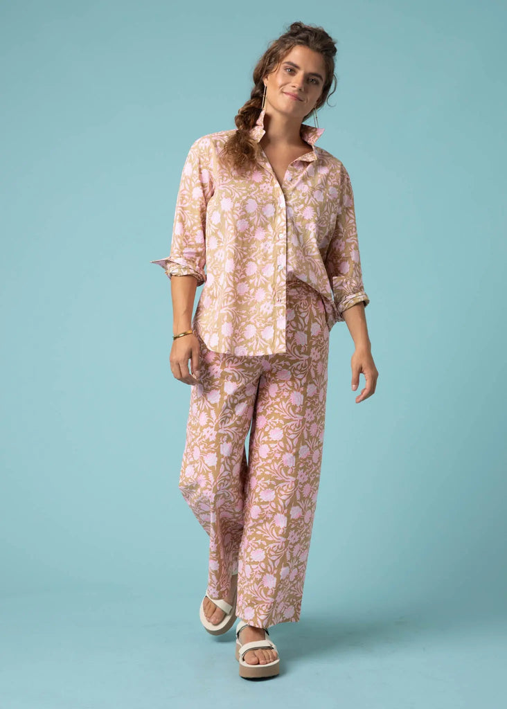 Shore Pant - Floral Escape in Baked Clay & Neon Pink by And For Good And For Good