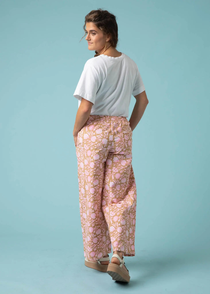 Shore Pant - Floral Escape in Baked Clay & Neon Pink by And For Good And For Good