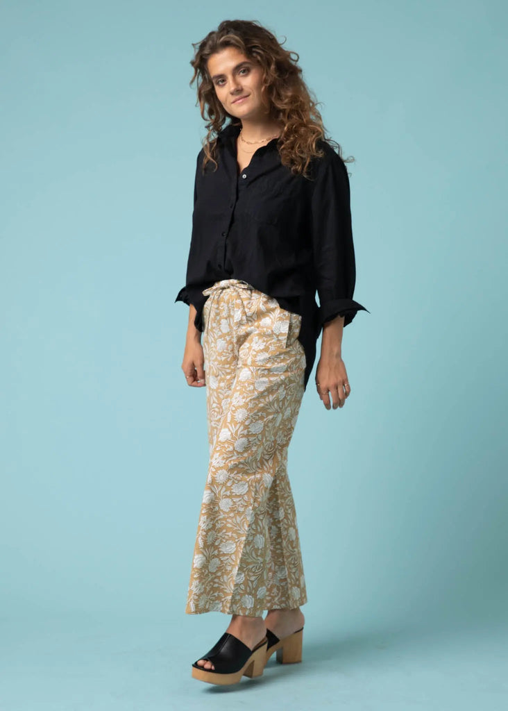 Shore Pant - Floral Escape in Baked Clay & Olive Oil by And For Good And For Good