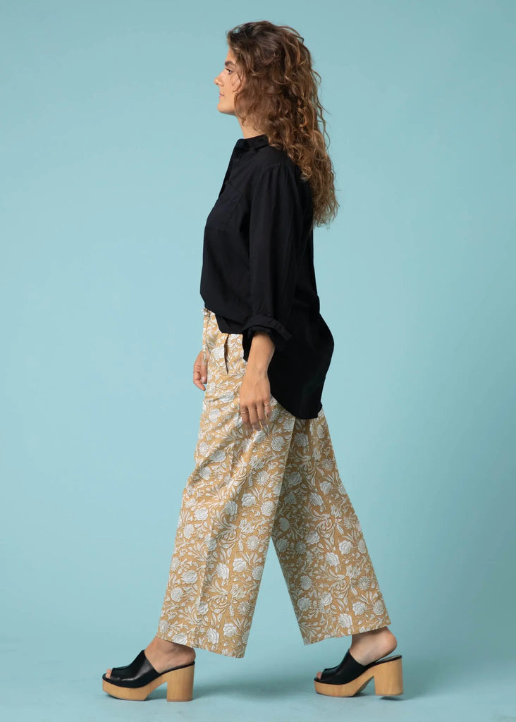 Shore Pant - Floral Escape in Baked Clay & Olive Oil by And For Good And For Good