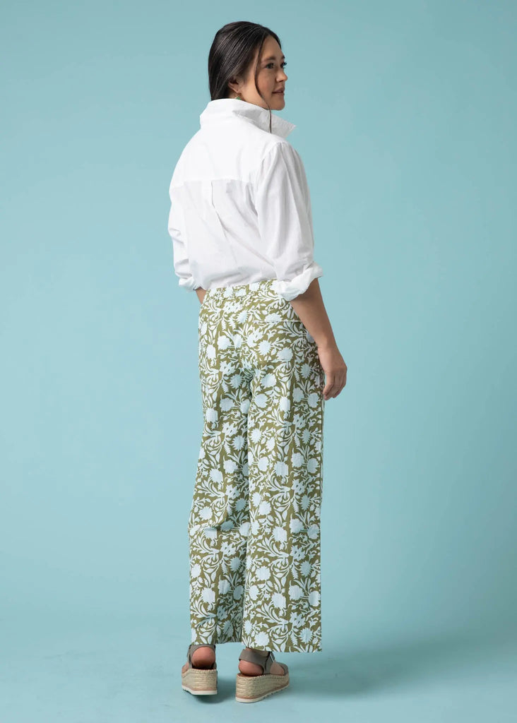 Shore Pant - Floral Escape in Olive Oil & Cerulean by And For Good And For Good