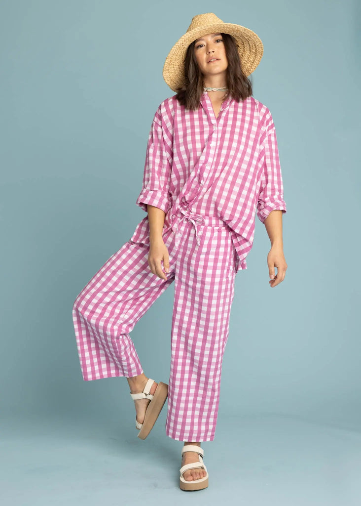 Shore Pant - Gingham Picnic Dahlia by And For Good And For Good