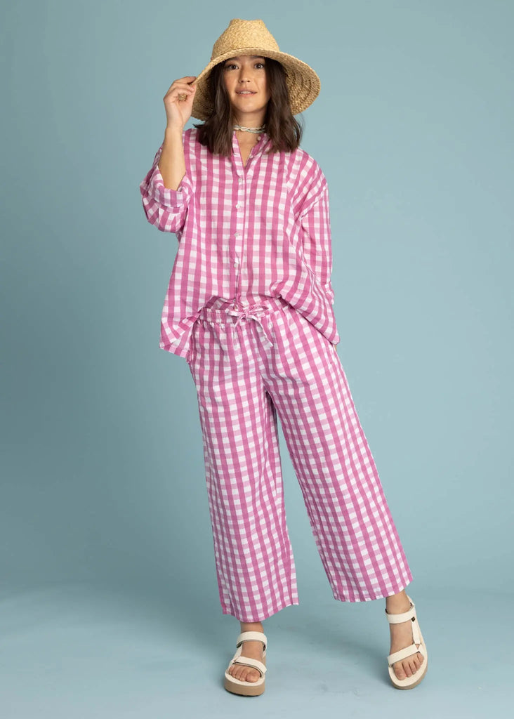 Shore Pant - Gingham Picnic Dahlia by And For Good And For Good