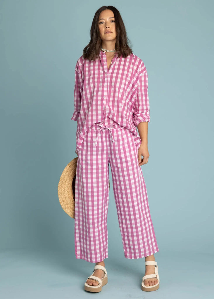 Shore Pant - Gingham Picnic Dahlia by And For Good And For Good