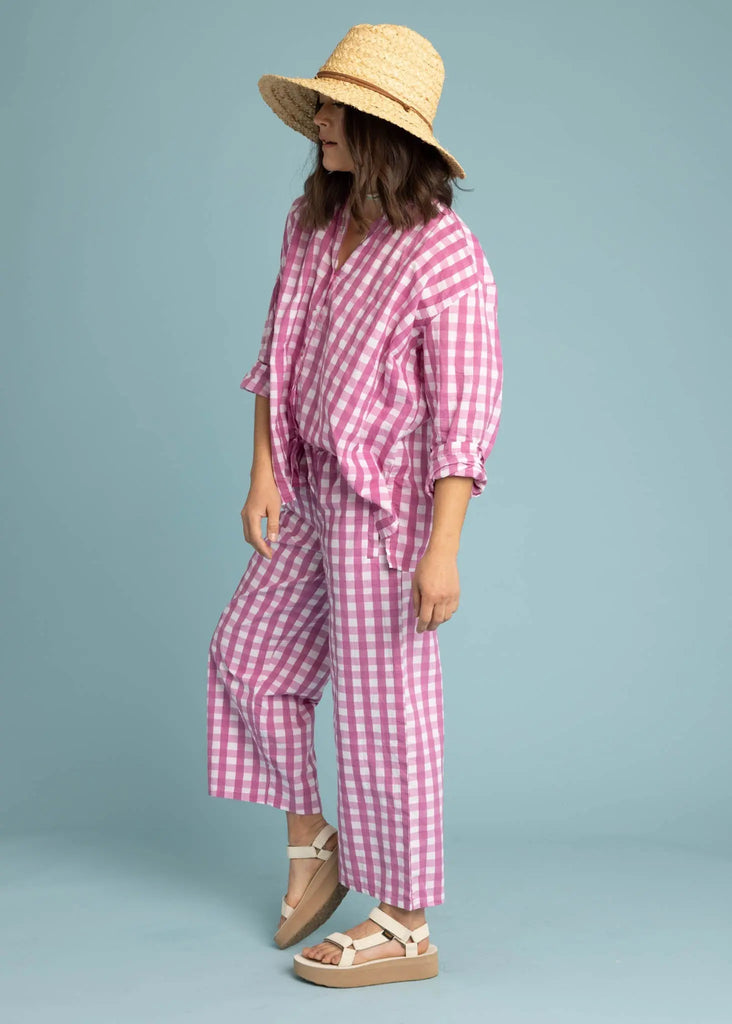 Shore Pant - Gingham Picnic Dahlia by And For Good And For Good