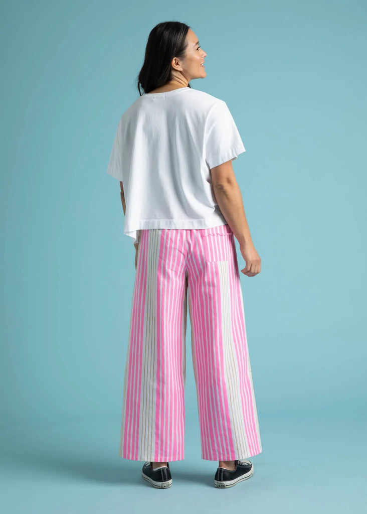 Shore Pant - Mixed Up Stripe - Baked Clay & Neon Pink by And For Good And For Good