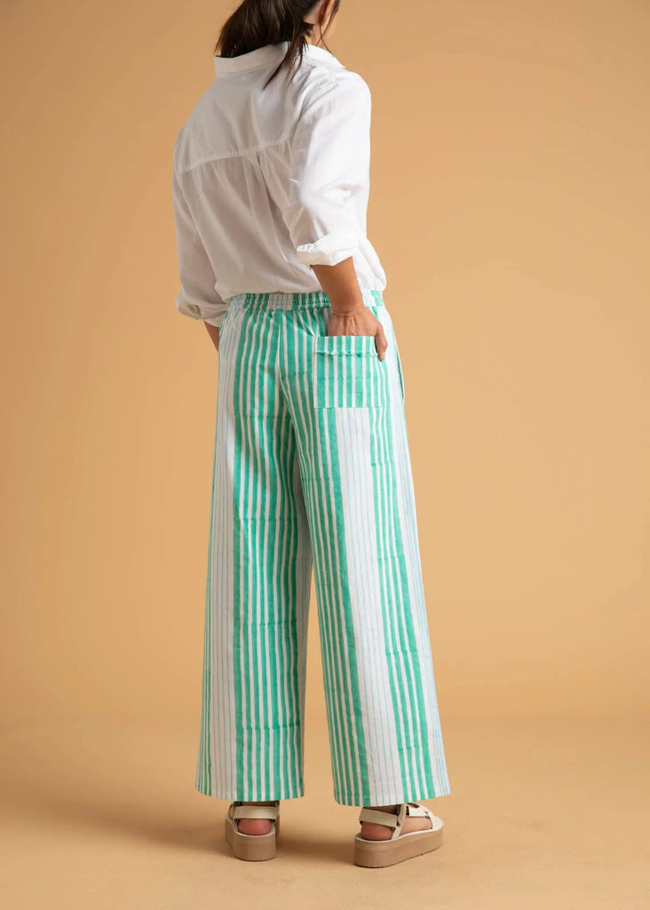 Shore Pant - Mixed Up Stripe - Seaglass & Cerulean by And For Good And For Good