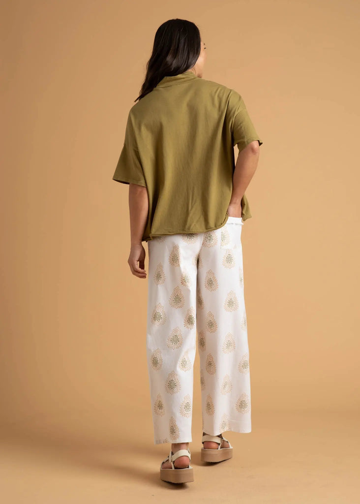 Shore Pant - Totem Paisley Baked Clay & Olive Oil by And For Good And For Good