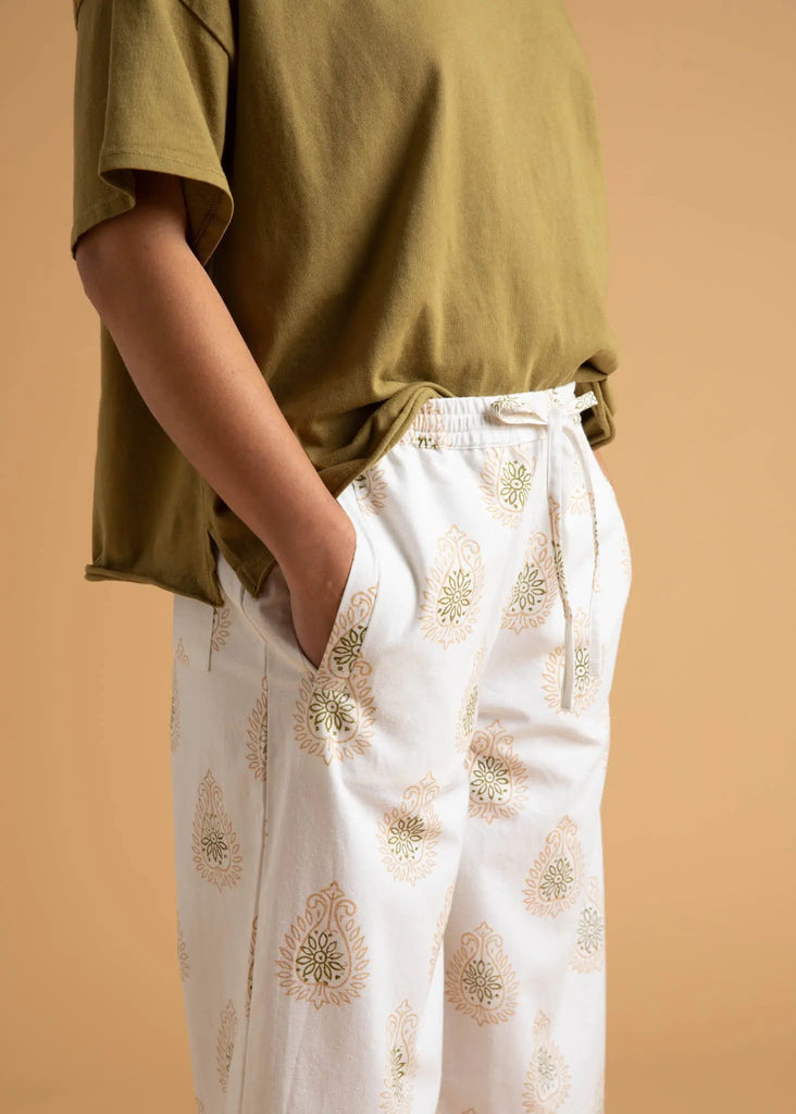 Shore Pant - Totem Paisley Baked Clay & Olive Oil by And For Good And For Good