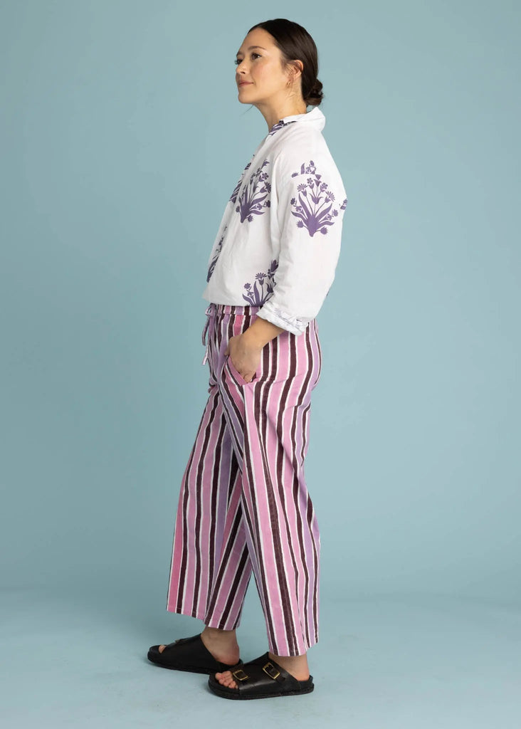 Shore Pant - Wallpaper Stripe Dahlia by And For Good And For Good