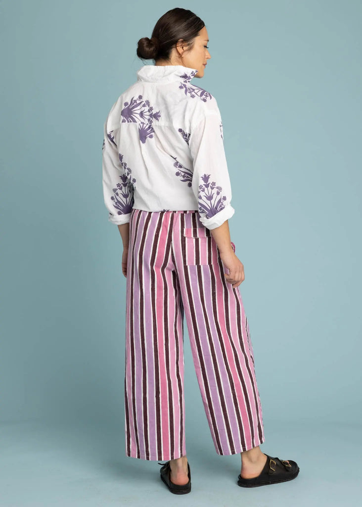 Shore Pant - Wallpaper Stripe Dahlia by And For Good And For Good