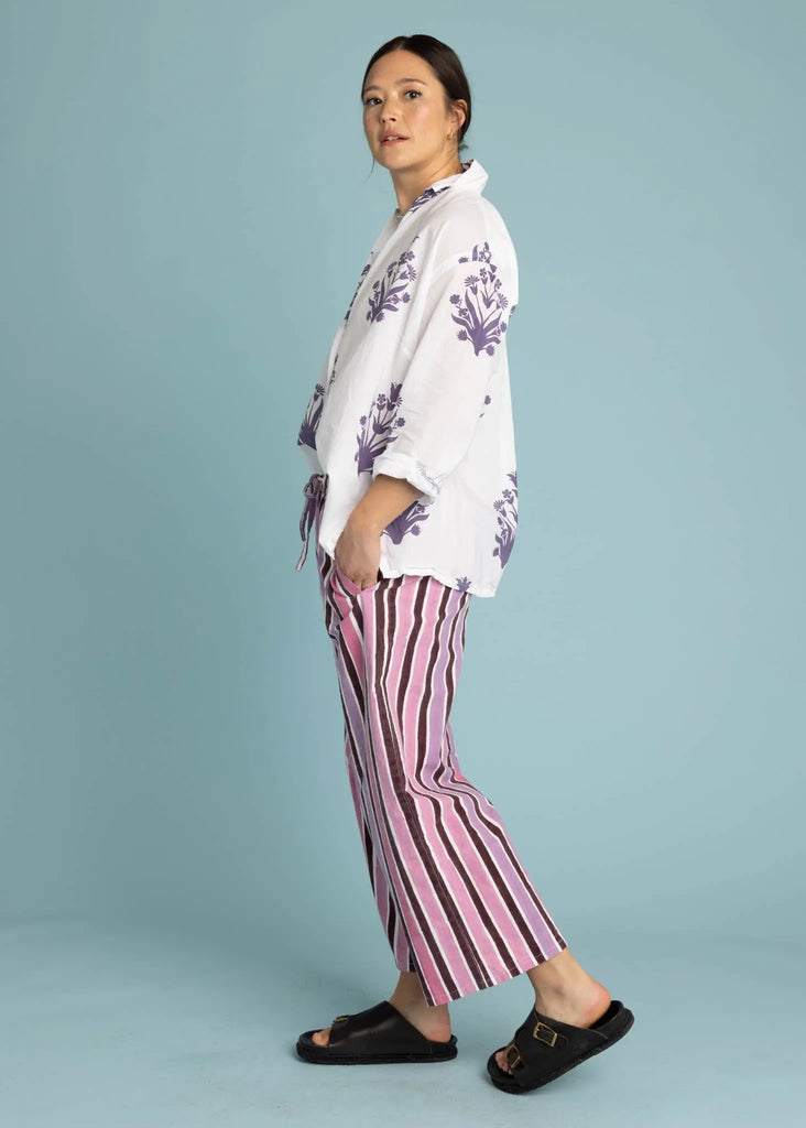 Shore Pant - Wallpaper Stripe Dahlia by And For Good And For Good