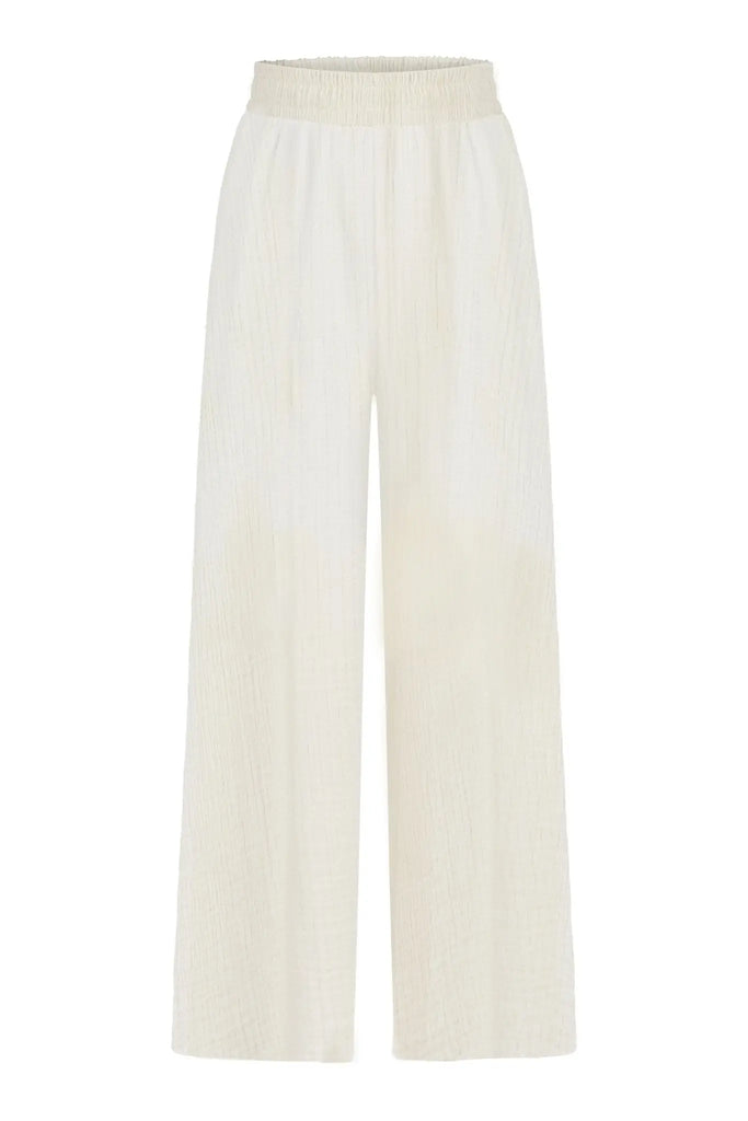 Skye Palazzo Pants - Natural With Gold Stripes by The Handloom The Handloom