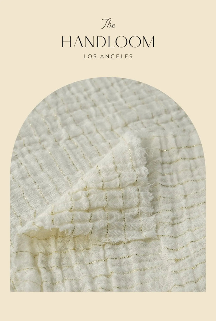 Skye Palazzo Pants - Natural With Gold Stripes by The Handloom The Handloom