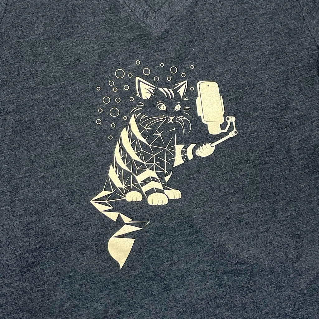 Snap Cat Womens V-neck T-shirt by STORY SPARK STORY SPARK