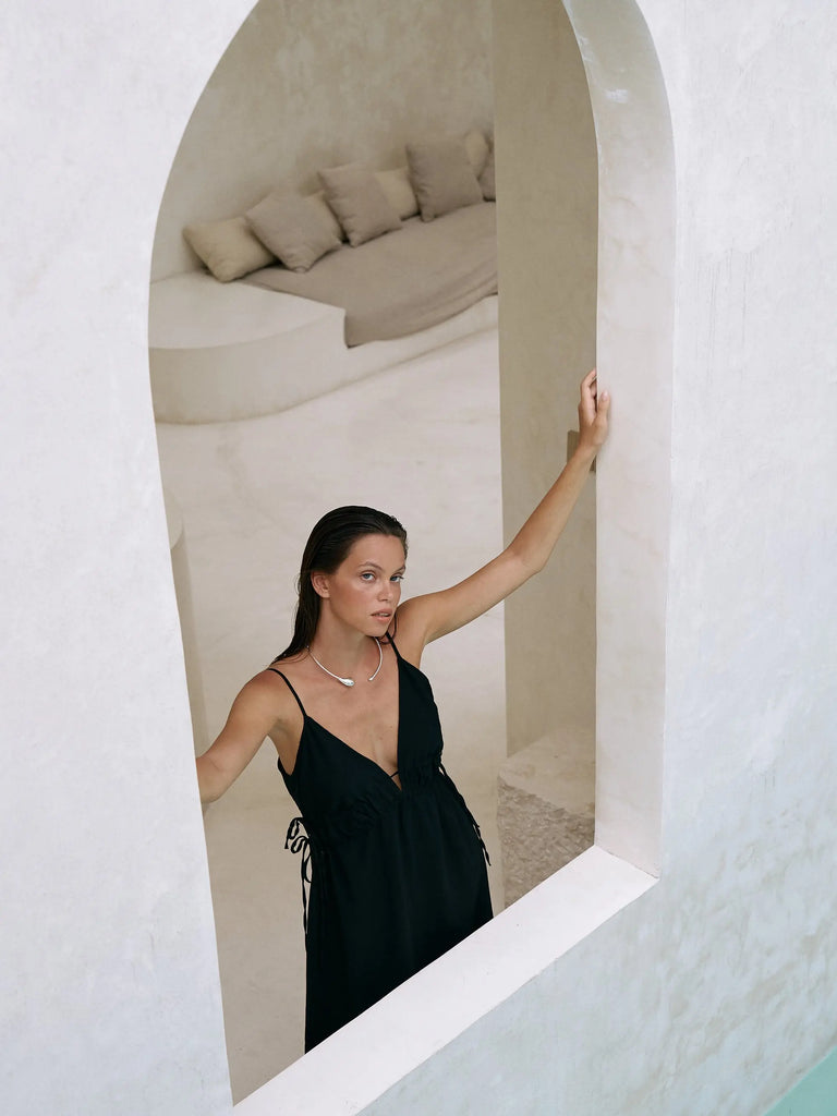 Sofia Ties Maxi Dress - Black by The Handloom The Handloom