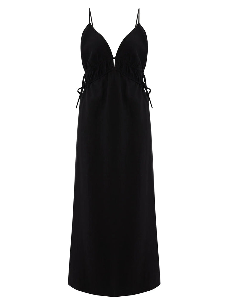 Sofia Ties Maxi Dress - Black by The Handloom The Handloom
