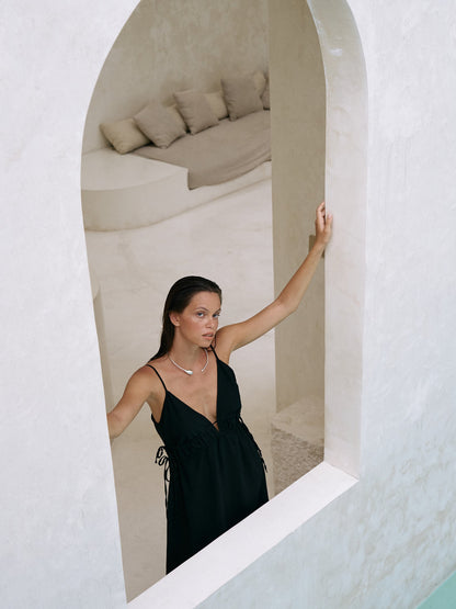 Sofia Ties Maxi Dress - Black