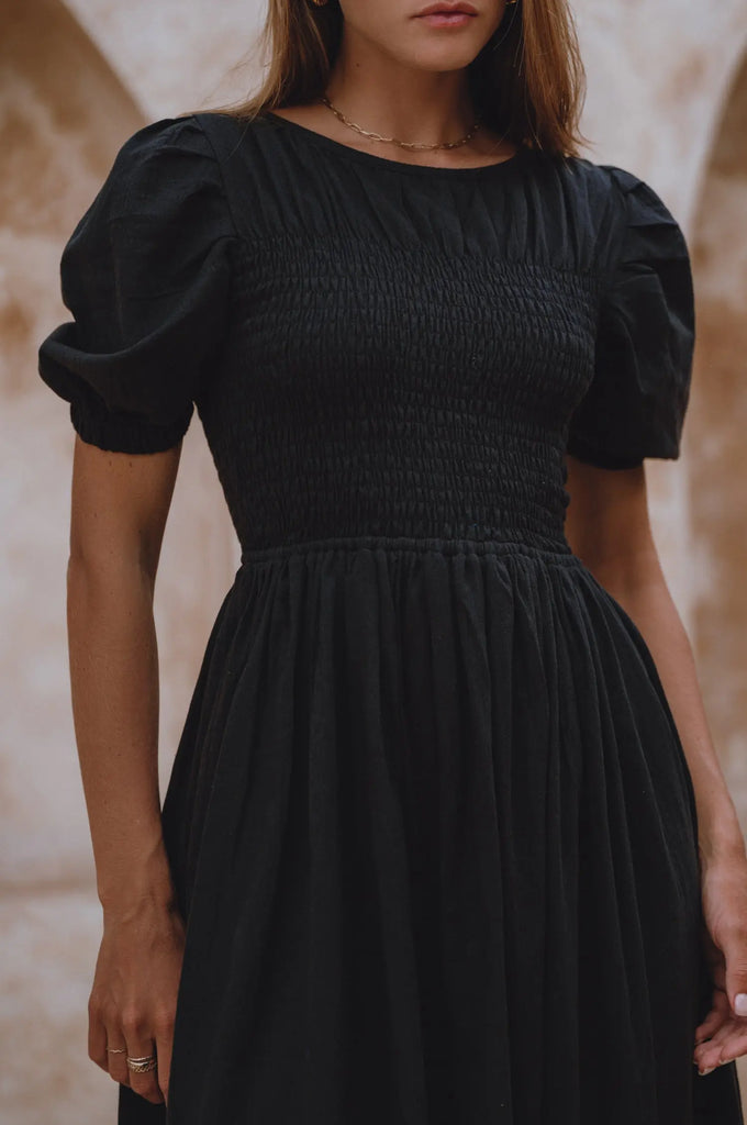 Sophie Smocked Linen Midi Dress by Bali Lane Bali Lane