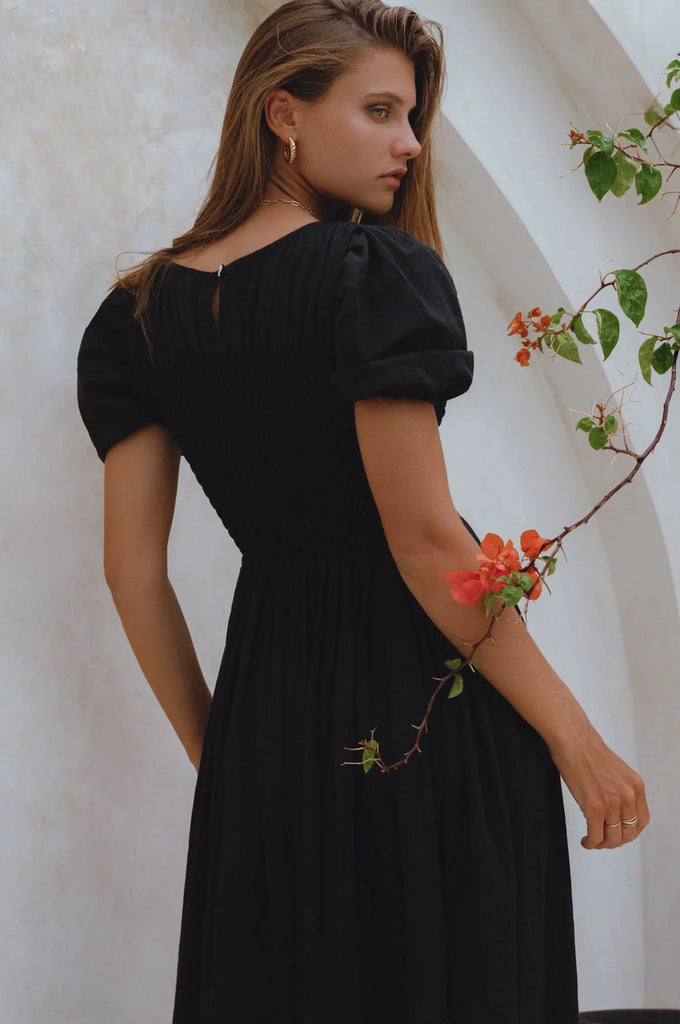 Sophie Smocked Linen Midi Dress by Bali Lane Bali Lane