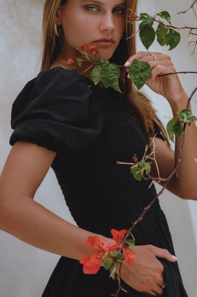 Sophie Smocked Linen Midi Dress by Bali Lane Bali Lane