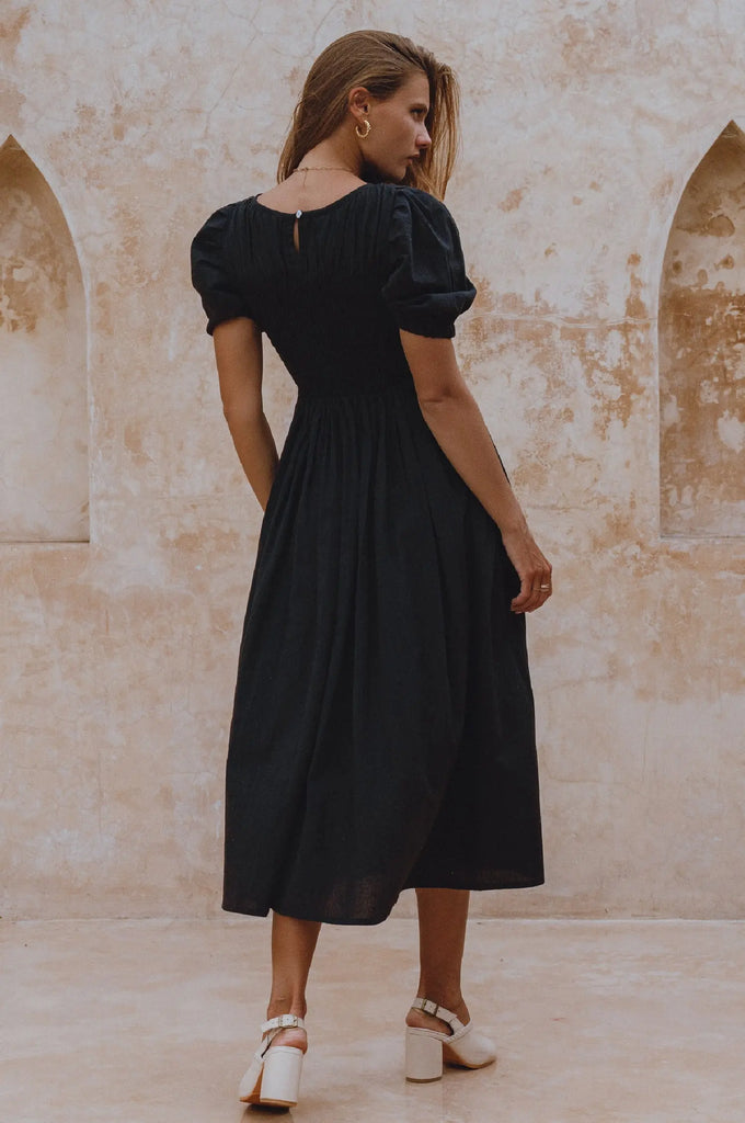 Sophie Smocked Linen Midi Dress by Bali Lane Bali Lane
