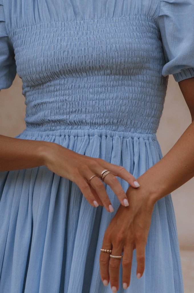 Sophie Smocked Linen Midi Dress by Bali Lane Bali Lane