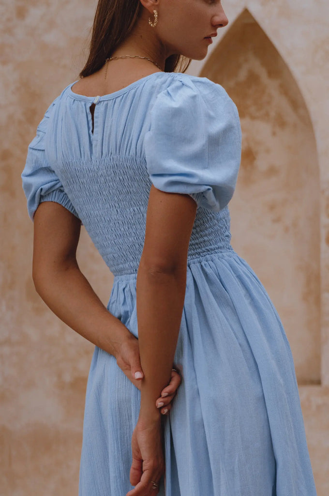 Sophie Smocked Linen Midi Dress by Bali Lane Bali Lane