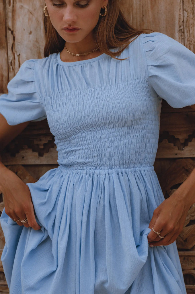 Sophie Smocked Linen Midi Dress by Bali Lane Bali Lane