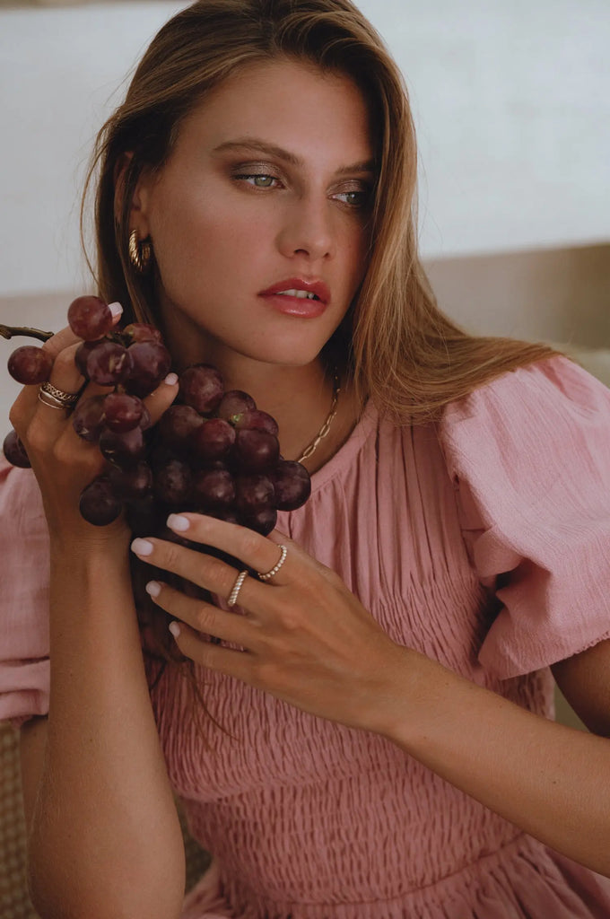 Sophie Smocked Linen Midi Dress by Bali Lane Bali Lane