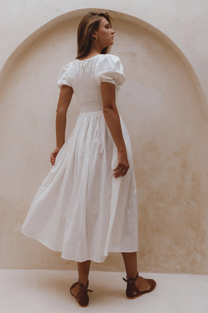 Sophie Smocked Linen Midi Dress by Bali Lane Bali Lane