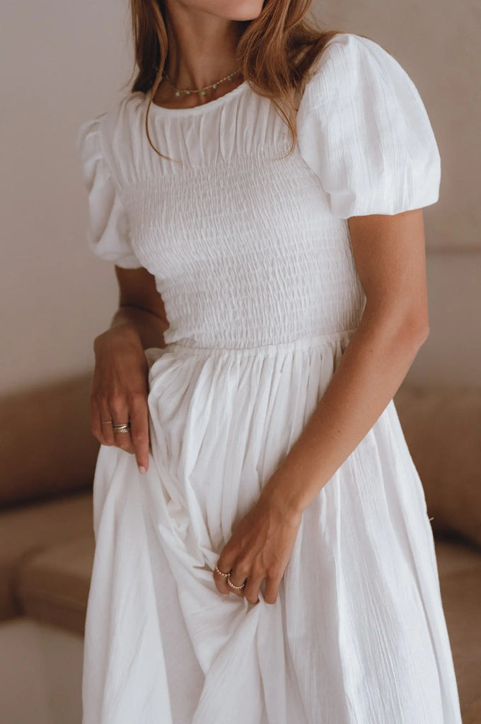Sophie Smocked Linen Midi Dress by Bali Lane Bali Lane