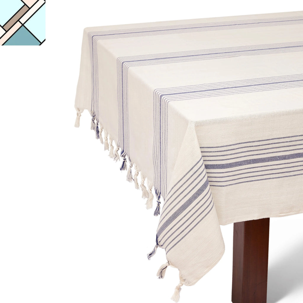 Sustainable Kayseri Tablecloth Set - Blue by Eco Hilana HILANA UPCYCLED COTTON