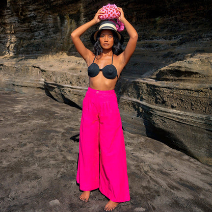 TAYLOR Wide-Leg Palazzo Pants in Hot Pink