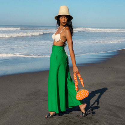 TAYLOR Wide-Leg Palazzo Pants in Kelly Green