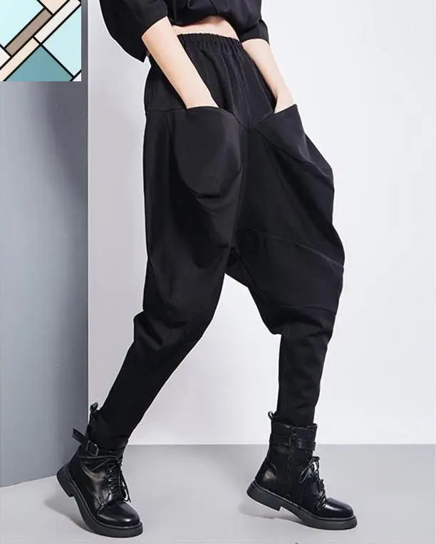 Tanaka Pocket High Waist Harem Pants - Black by Marigold Shadows MARIGOLD SHADOWS