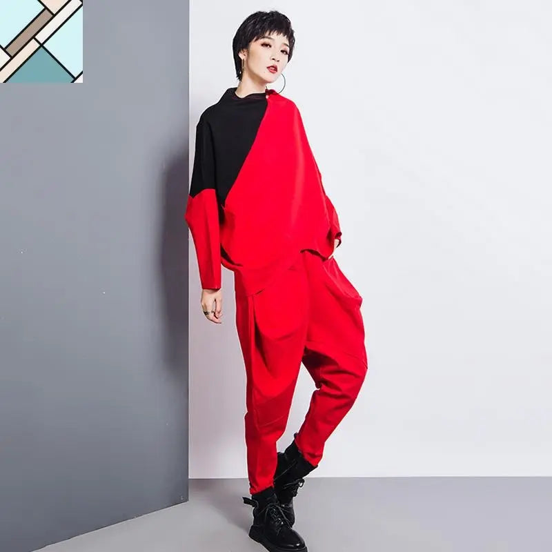 Tanaka Pocket High Waist Harem Pants - Red by Marigold Shadows MARIGOLD SHADOWS